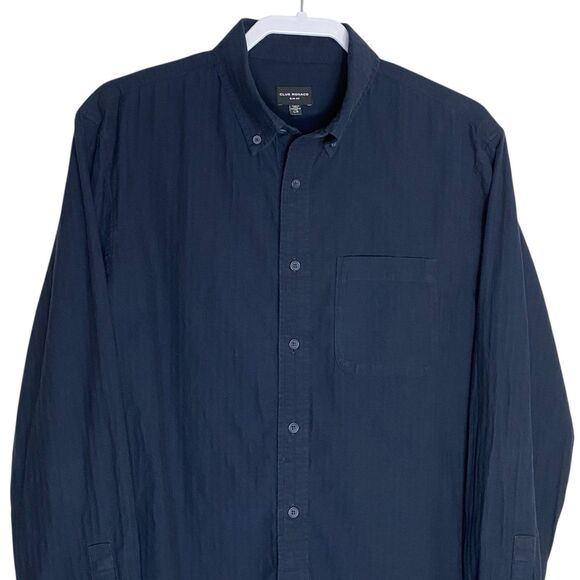 Club Monaco Shirt Mens M Blue Button Down Slim Fit Long Sleeve Cotton Preppy - Picture 4 of 10